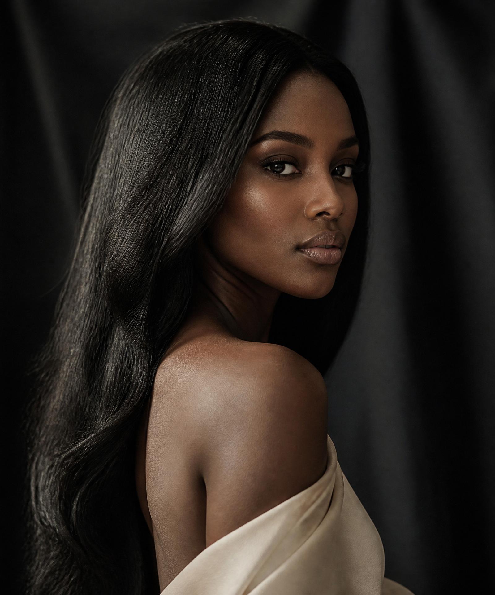 Woman with luxurious raw Cambodian hair